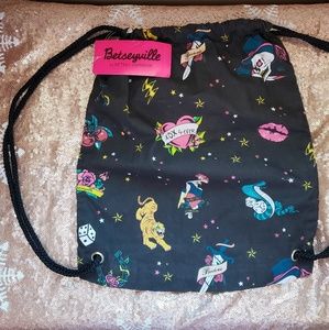 Betsey Johnson Betseyville Tattoo Black Cotton Bag